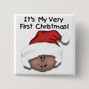 Afroamerikanisches Baby 1. Weihnachten Button