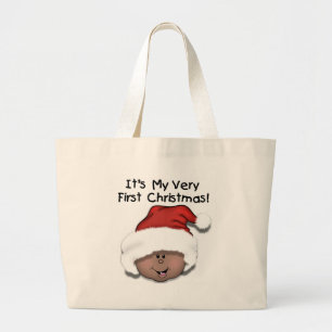 Afroamerikanisches Baby 1. Weihnachten Jumbo Stoffbeutel