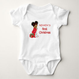 Afroamerikanisches Baby Girl's First ChristmaT-Shi Strampler