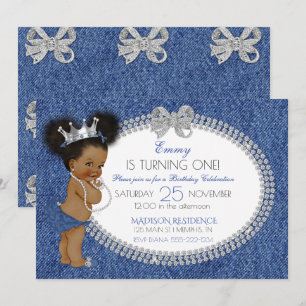 Afroamerikanisches Baby Mädchen Denim & Diamonds S Einladung