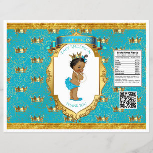 Afroamerikanisches Baby Mädchen Teal Gold Chip-Tüt Flyer