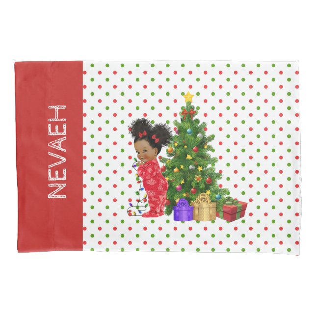 Afroamerikanisches Baby-Mädchen Weihnachtspillowca Kissenbezug (Vorderseite)