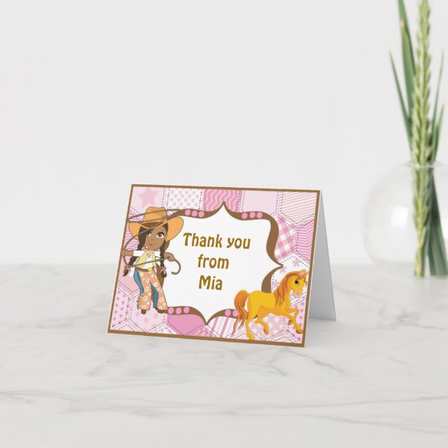Afroamerikanisches Cowgirl Vielen Dank Note Card Dankeskarte (Vorderseite)
