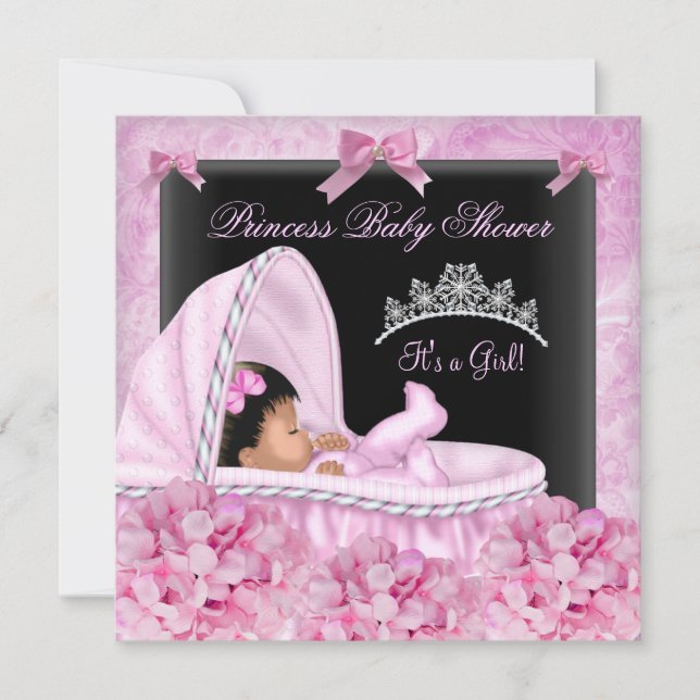 Afroamerikanisches kleines Princess-Baby-Duschmädc Einladung (Vorderseite)