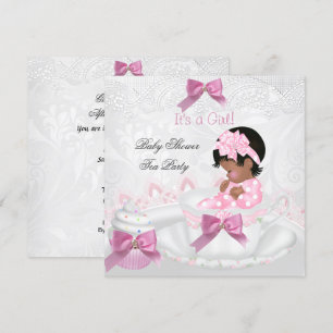 Afroamerikanisches Mädchen Kinderdusche Pink Baby  Einladung