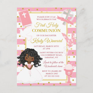 Afroamerikanisches Mädchen mit rosa Streifen bei d Postkarte