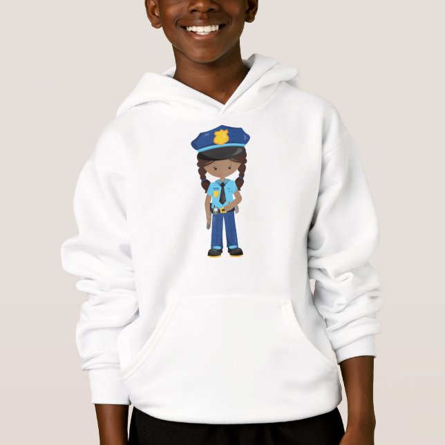 Afroamerikanisches Mädchen, Polizeimädchen, Polize Hoodie (Vorderseite)