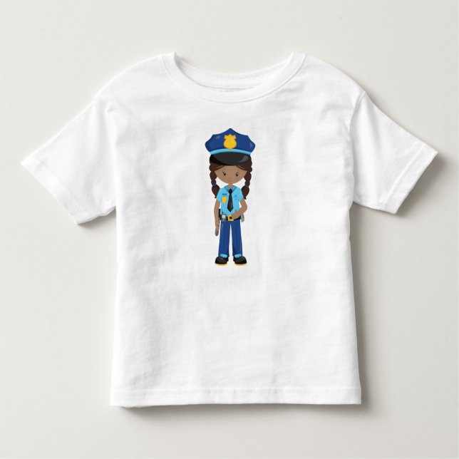 Afroamerikanisches Mädchen, Polizeimädchen, Polize Kleinkind T-shirt (Vorderseite)