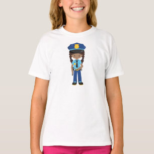 Afroamerikanisches Mädchen, Polizeimädchen, Polize T-Shirt