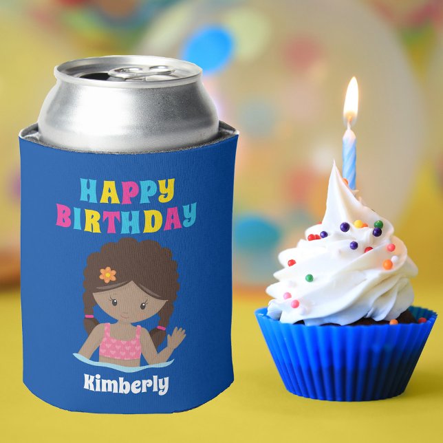 Afroamerikanisches Schwimmbad Party Geburtstag Dosenkühler (Von Creator hochgeladen)