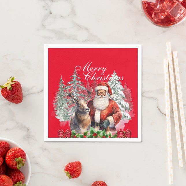 Afroamerikanisches Weihnachtsbuch Napkins Serviette (Beispiel)