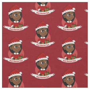 Afroamerikanisches Weihnachtsmädchen-Cartoon Stoff