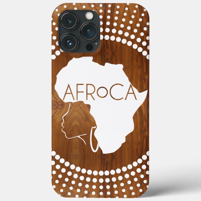 AFRoCA Weibliche Afro plus Afrika Holzkörner-Look Case-Mate iPhone Hülle (Rückseite)