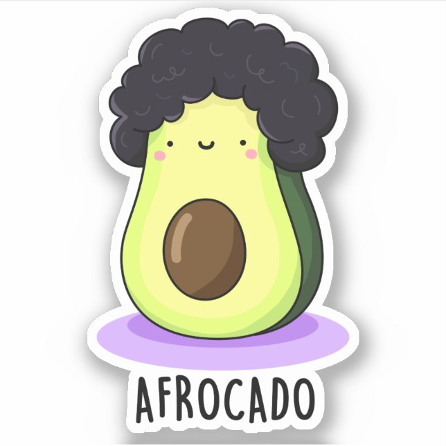 Afrocado Funny Avocado mit Afro Puff Aufkleber (Vorderseite)