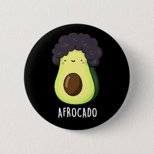 Afrocado Funny Avocado mit Afro Puff Dark BG Button