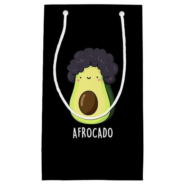Afrocado Funny Avocado mit Afro Puff Dark BG Kleine Geschenktüte (Vorderseite)