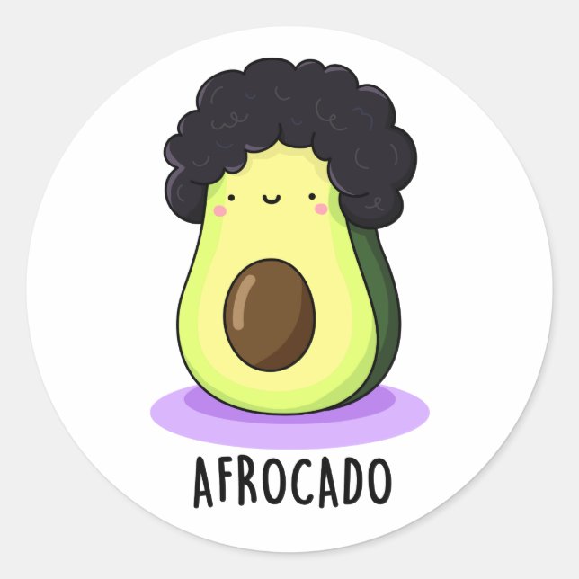 Afrocado Funny Avocado mit Afro Puff Runder Aufkleber (Vorderseite)