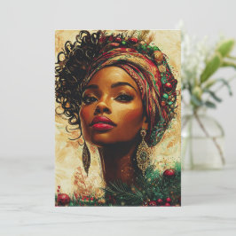 Afrocentric Christmas Queen–Flat Holiday Card Feiertagskarte