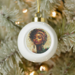 Afrocentric Christmas Queen Keramik Kugel-Ornament