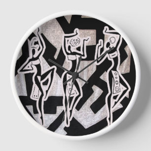 Afrocentric Dance Motif Silhouette Uhr