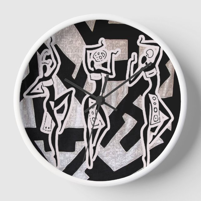 Afrocentric Dance Motif Silhouette Uhr (Vorderseite)