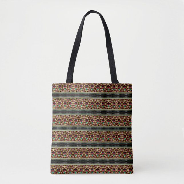Afrocentric Diamond Strip Tote Bag Tasche (Vorderseite)