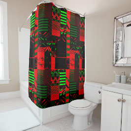 Afrocentric Geometric Print Shower Curtain Duschvorhang