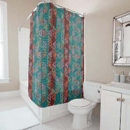 Afrocentric Geometric Print Shower Curtain Duschvorhang