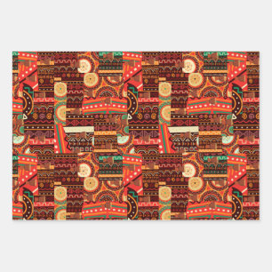 Afrocentric Kente Tribal Muster Wrapping Paper S Geschenkpapier Set