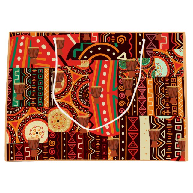Afrocentric Kente Tribal Pattern Große Geschenktüte (Vorderseite)