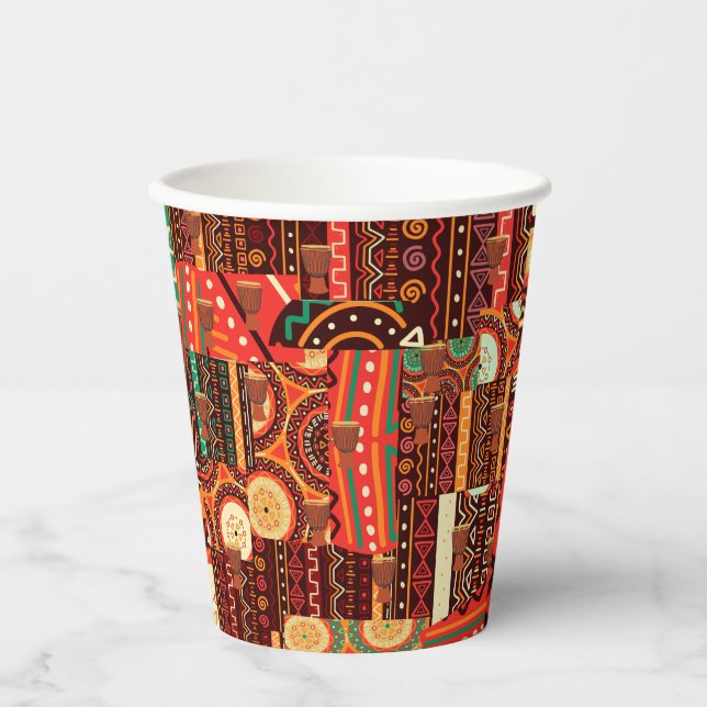 Afrocentric Kente Tribal Pattern Party Pappbecher (Vorderseite)