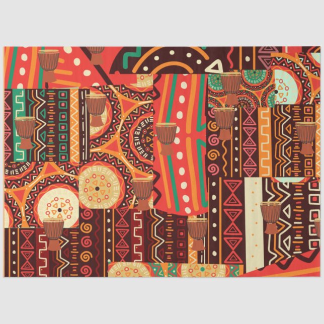 Afrocentric Kente Tribal Pattern Seidenpapier (Vorderseite)