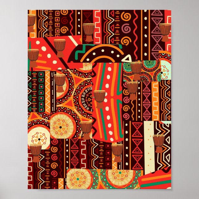 Afrocentric Kente Tribal Pattern Throw Kissen Poster (Vorne)