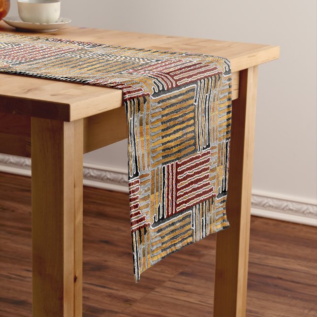 Afrocentric Kuba Tuch Print Kurzer Tischläufer (Beispiel)