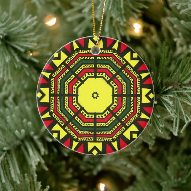 Afrocentric Mandala Keramik Ornament (Baum)