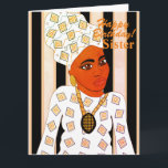 Afrocentric Sister Birthday Card Karte<br><div class="desc">Diese schöne Karte zeigt eine afrikanisch-amerikanische Dame in einem weiß-orangefarbenen Kleid mit einem Kopfschal auf einem Streifen Hintergrund. Gib deiner Schwester diese schöne Karte rechtzeitig zum Geburtstag. Passen Sie diese Karte an,  um sie für eine Tante,  Cousin,  Mutter usw. zu erstellen.</div>