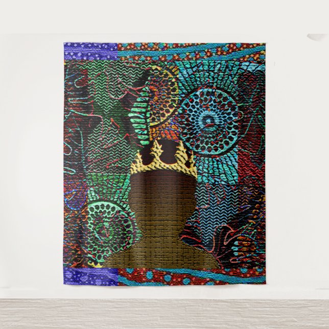 Afrocentric Young Boy King Wandteppich (Vorderseite)