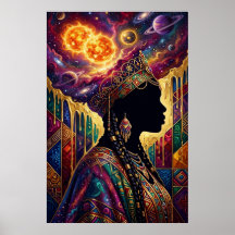 Afrofuturismus Königin Cosmic Nebula Wandkunst Pos