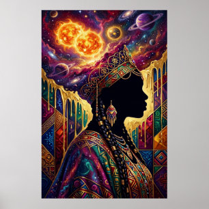 Afrofuturismus Königin Cosmic Nebula Wandkunst Pos Poster