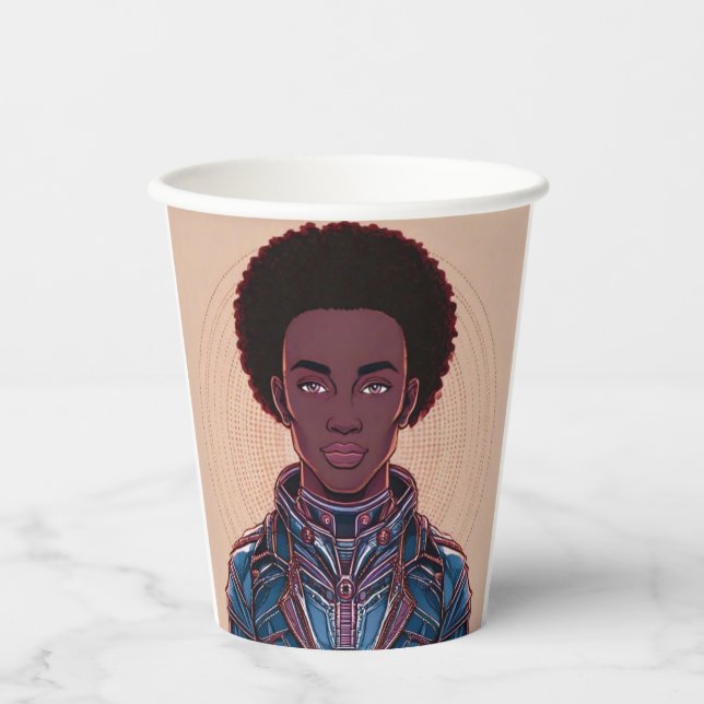 Afrofuturist King 8 oz. Pappbecher (Vorderseite)