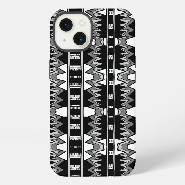 Afrofuturist Muster Grau  iPhone Hülle (Rückseite)