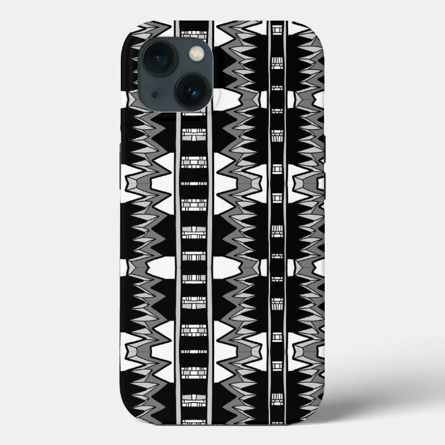 Afrofuturist Pattern Gray Case-Mate iPhone Hülle (Rückseite)