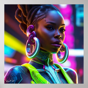 Afrofuturistische Afrikanerin Modernes Art Poster
