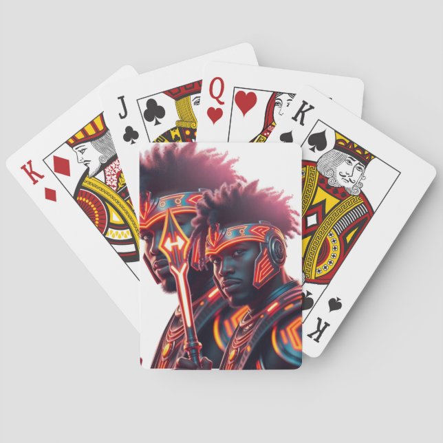 Afrofuturistische Neon Warrior Poker Card Spielkarten (Rückseite)