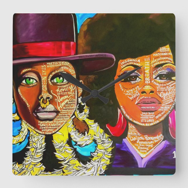 Afrozentric Badu gegen Scott Acrylic Wall Clock Quadratische Wanduhr (Vorderseite)