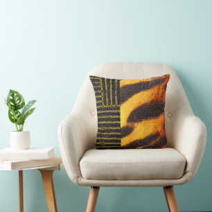 Afrozentric Geometric Tiger Print Kissen