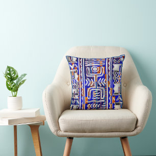 Afrozentric Kuba Cloth Geometric Tance Motif Kissen