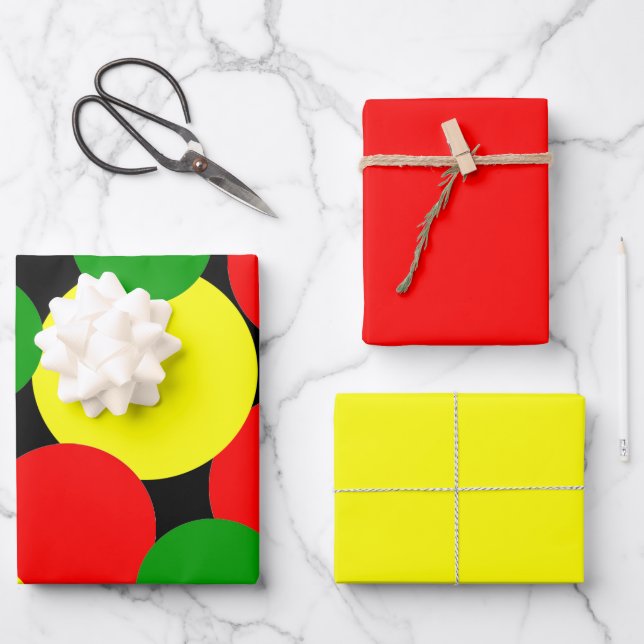 Afrozentric Polka Dots Geschenkpapier Set (Vorderseite)