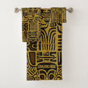 Afrozentrische afrikanische Stammes-Grafik Badhandtuch Set
