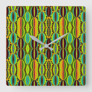 Afrozentrische geometrische Kaurischnecken Quadratische Wanduhr